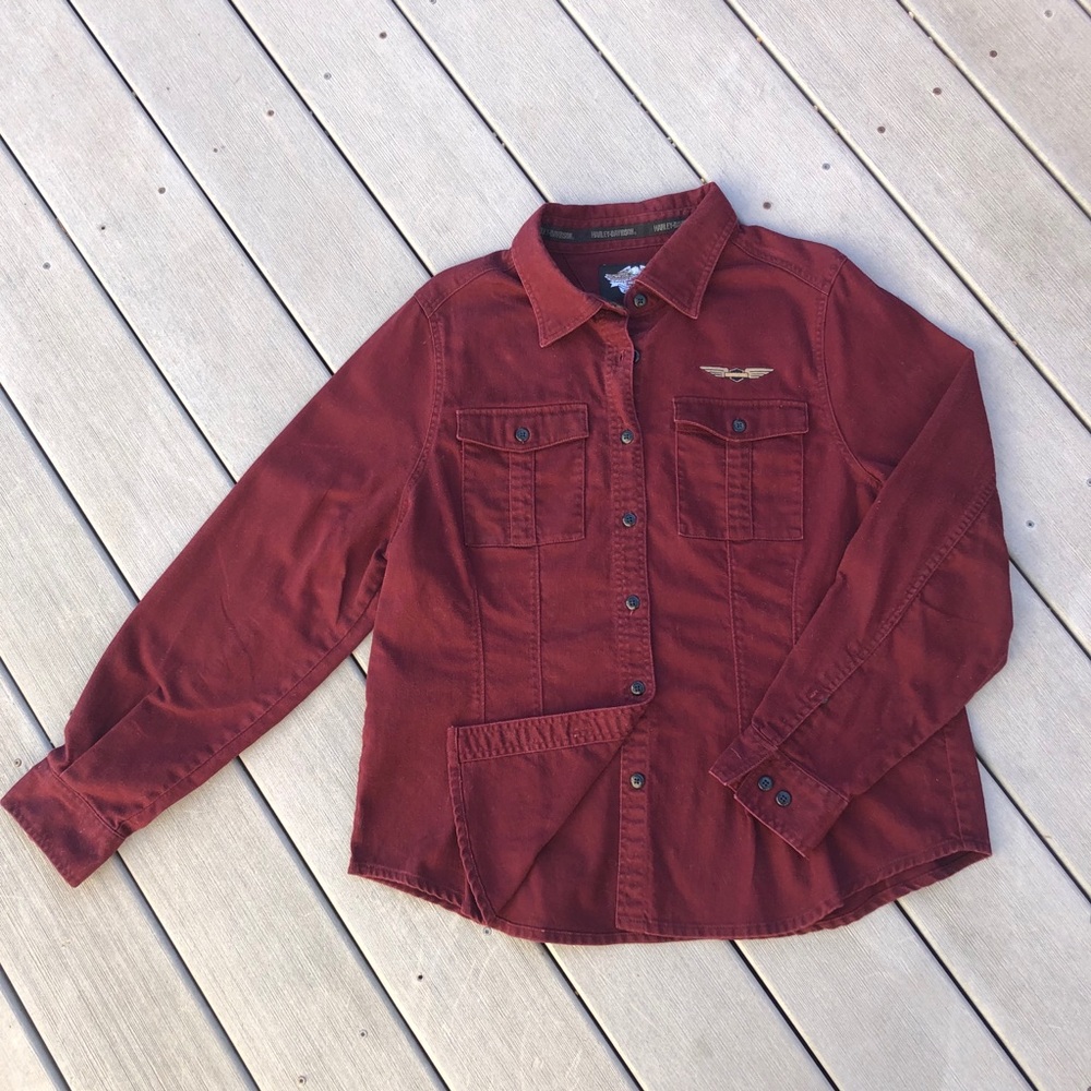Harley Davidson embroidered logo button up